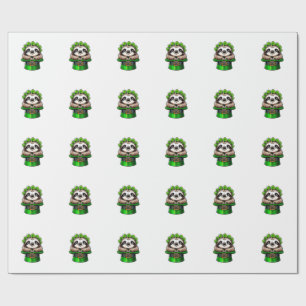 Sloth St Patricks Day Leprechaun Shamrock Irish Sl Wrapping Paper