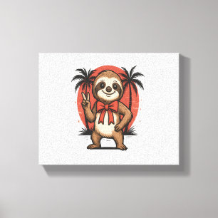 Sloth Summer Beach Rocking Canvas Print