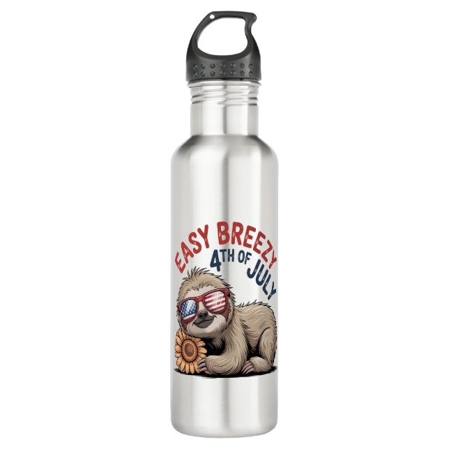 Sloth Sunflower 4th of July 710 Ml Water Bottle (Front)