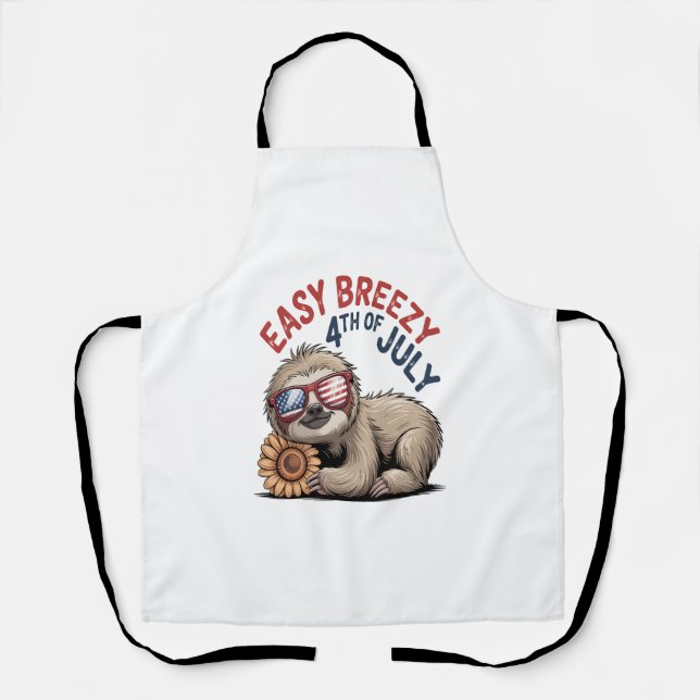 Sloth Sunflower 4th of July Apron (Front)