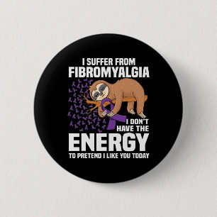 Sloth Support Purple Ribbon Warrior Fibromyalgia A 6 Cm Round Badge