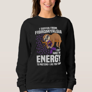 Sloth Support Purple Ribbon Warrior Fibromyalgia A Sweatshirt