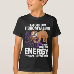 Sloth Support Purple Ribbon Warrior Fibromyalgia A T-Shirt