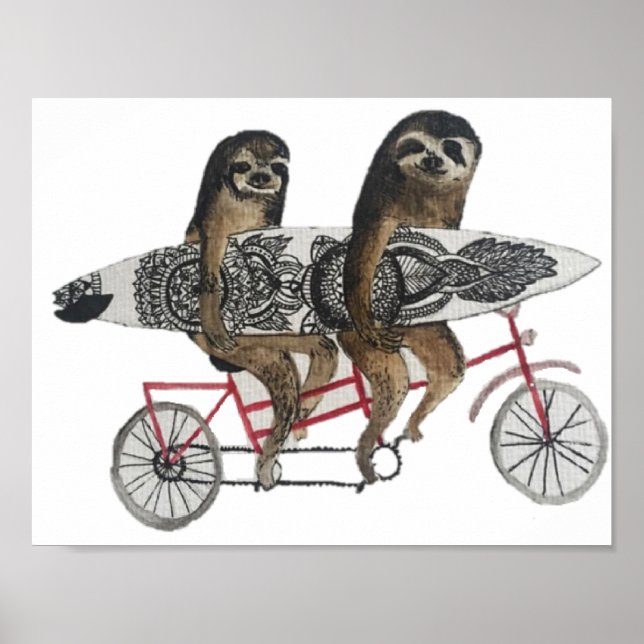 sloth surf bike poster (Front)