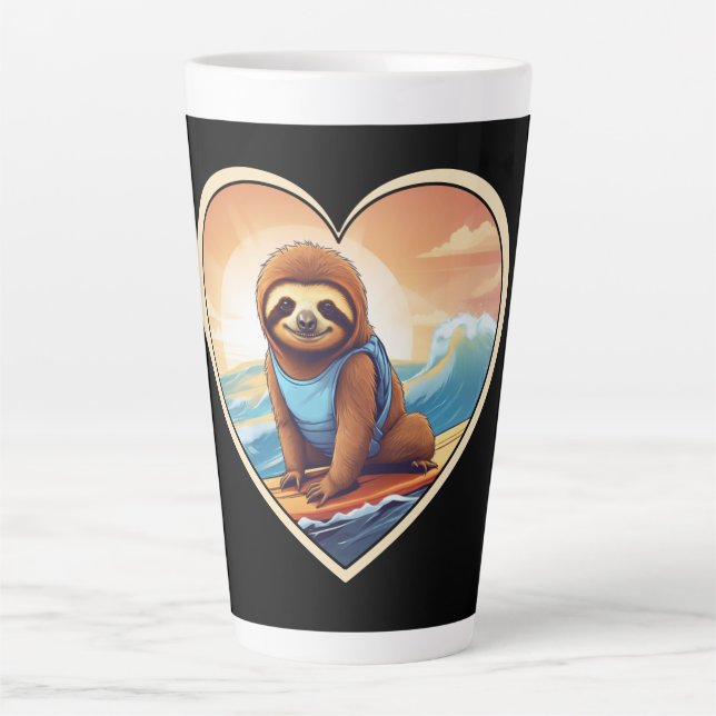 Sloth Surfing Latte Mug (Front)
