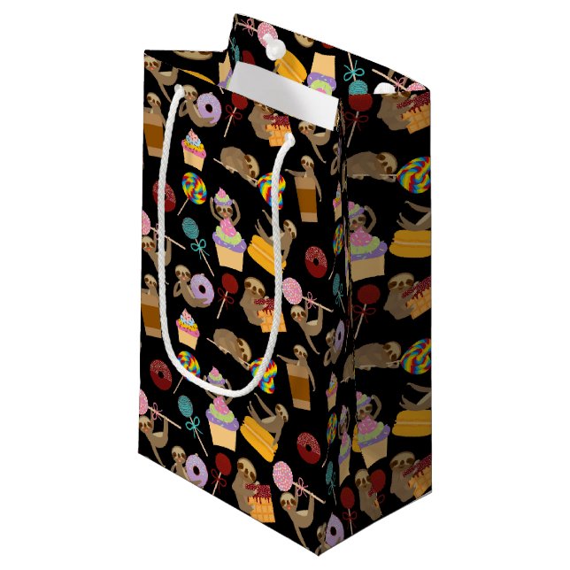 Sloth Sweet Treats Pattern Small Gift Bag (Front Angled)