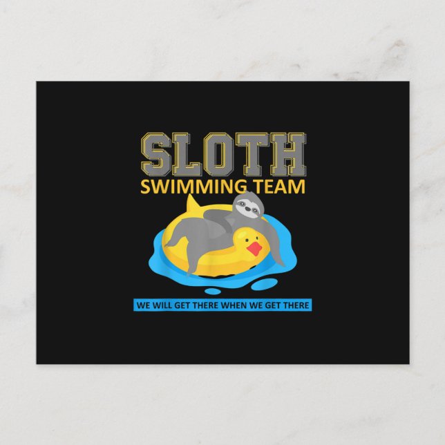Sloth Swimming Team Swim Team Funny Gift Announcement Postcard (Front)
