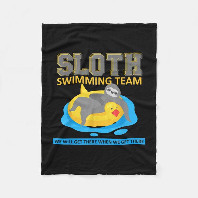 Sloth Swimming Team Swim Team Funny Gift Fleece Blanket (Front)