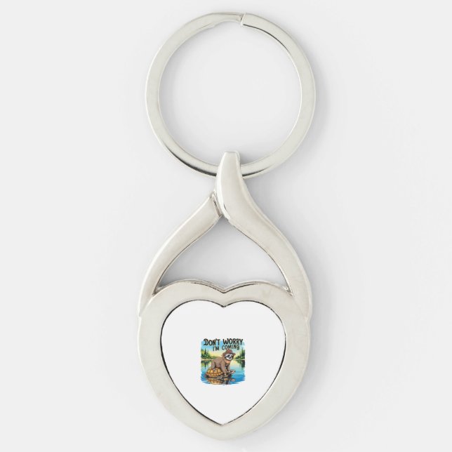 Sloth T-Shirt- Don't Worry I'm Coming Key Ring (Front)