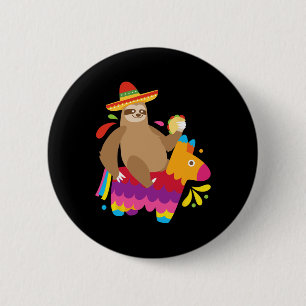 Sloth Taco Pinata Cute Mexican Fiesta Party Animal 6 Cm Round Badge