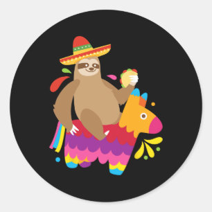 Sloth Taco Pinata Cute Mexican Fiesta Party Animal Classic Round Sticker