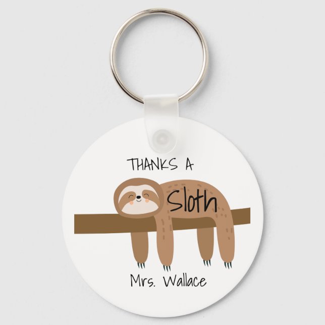 Sloth Teacher Keyring, Thank You Teaching Assistan Key Ring (Front)