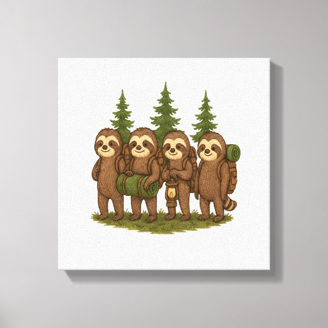 Sloth Team Sloth Hiking Camping Canvas Print (Front)