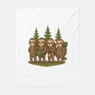 Sloth Team Sloth Hiking Camping Fleece Blanket