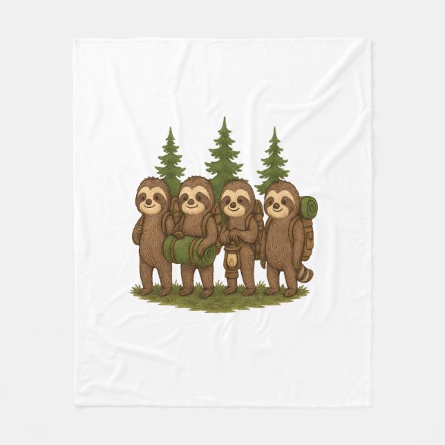 Sloth Team Sloth Hiking Camping Fleece Blanket (Front)