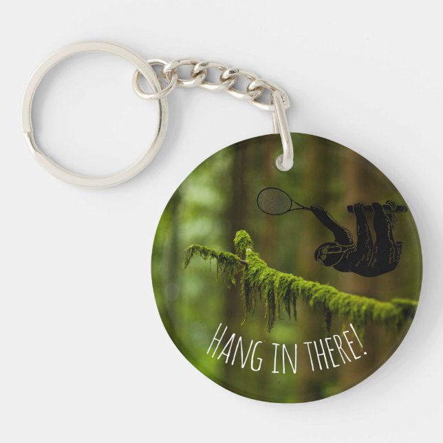 Sloth Tennis Player in the Rainforest Key Ring (Front)