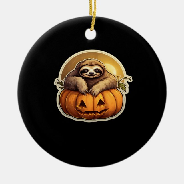 Sloth themed halloween Classic T-Shirt_1 Ceramic Tree Decoration (Front)