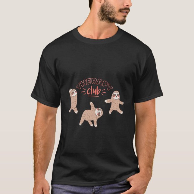 Sloth Therapy yoga cute funny T-Shirt (Front)