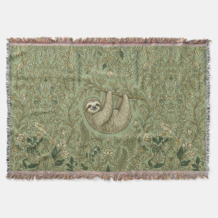 Sloth Throw Blanket with Vine Canopy