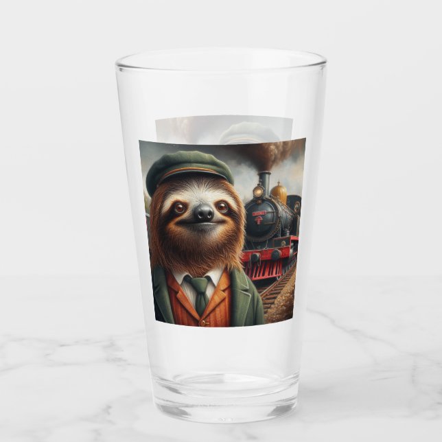 Sloth Train Engineer Glass (Front)
