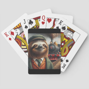 Sloth Train Engineer Playing Cards