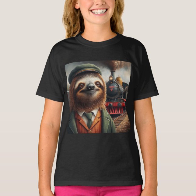 Sloth Train Engineer T-Shirt (Front)