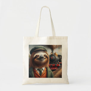 Sloth Train Engineer Tote Bag