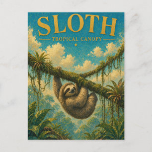 Sloth Tropical Canopy Watercolor GeoSaga Postcard