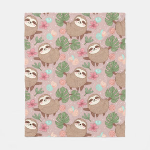 Sloth Tropical Dream Fleece Blanket