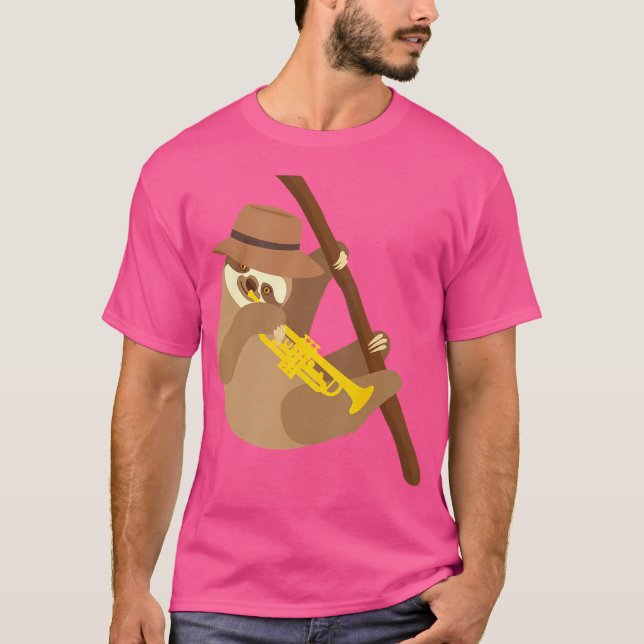 Sloth Trumpet Player - Trumpeter Jazz Music Lover T-Shirt (Front)