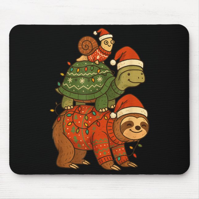 Sloth Turtle Snail Christmas Xmas  Mouse Pad (Front)