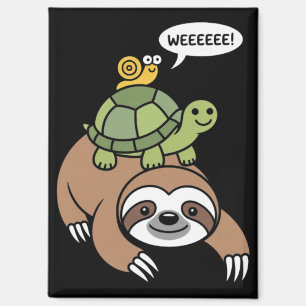 Sloth Turtle Snail Piggyback Animal Running Wild  Magnet