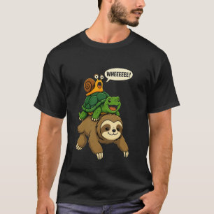 Sloth Turtle Snail Piggyback Animal Running Wild T-Shirt
