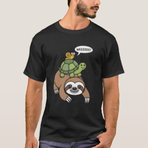 Sloth Turtle Snail Piggyback Animal Running Wild T-Shirt
