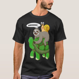Sloth Turtle Snail Piggyback Animal Running Wild T-Shirt