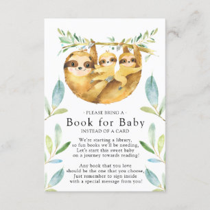 Sloth Twins Baby Shower Book for Baby Card