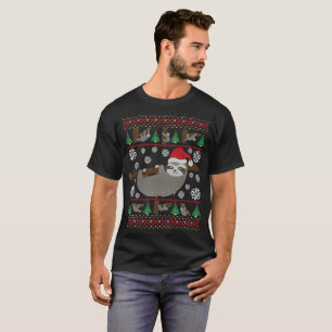 Sloth Ugly Christmas Sweater Funny Holiday T-Shirt