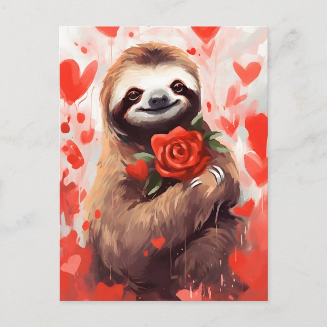 Sloth Valentines day Postcard (Front)
