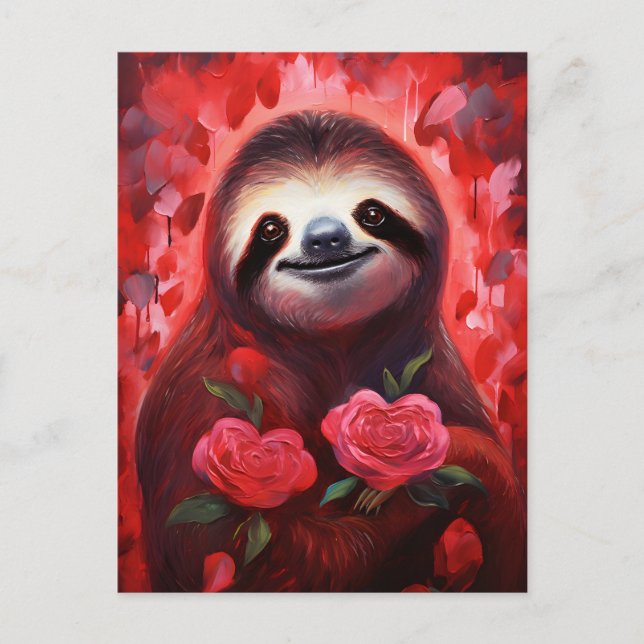 Sloth Valentines day Postcard (Front)