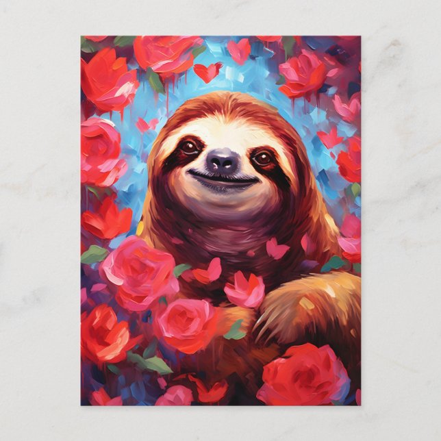 Sloth Valentines day Postcard (Front)