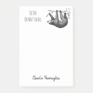 Sloth Vintage Animal Artwork Lazy To-Do List  Post-it Notes