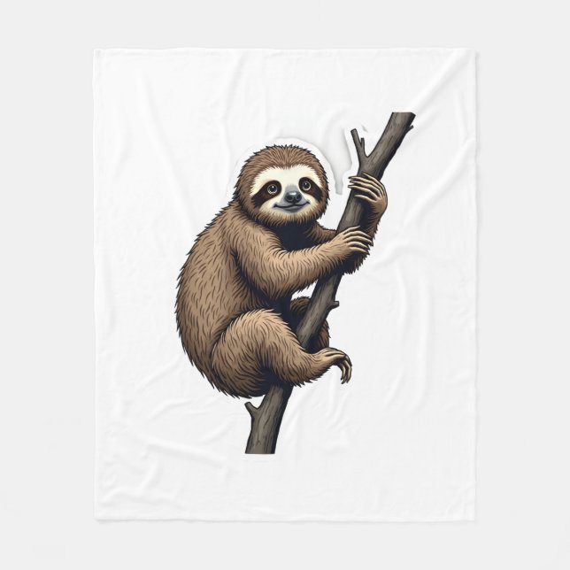 Sloth Vintage Engraving Graphic Tee (2) Fleece Blanket (Front)
