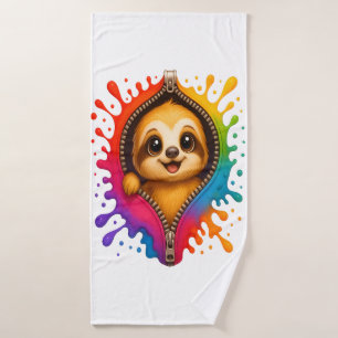 Sloth Watercolor Bath Towel