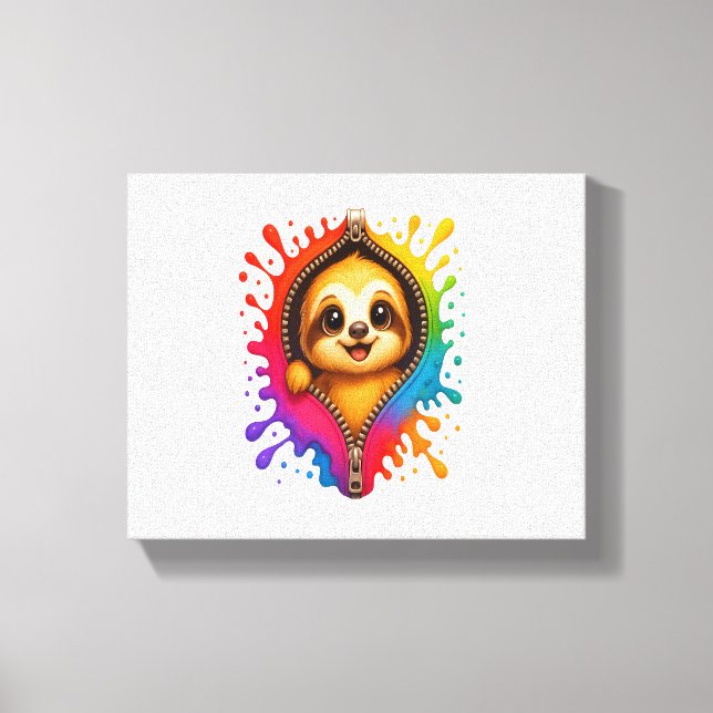 Sloth Watercolor Canvas Print (Front)