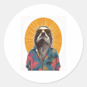 Sloth Wear Sunglasses Hawaiian Vintage Classic Round Sticker