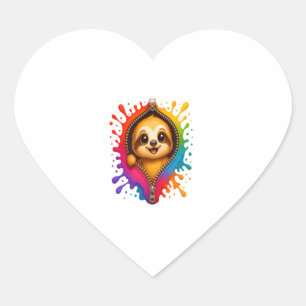 Sloth Wear Sunglasses Hawaiian Vintage Heart Sticker