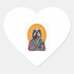 Sloth Wear Sunglasses Hawaiian Vintage Heart Sticker