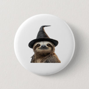 Sloth Wearing Halloween Witch Hat Classic T-Shirt 6 Cm Round Badge