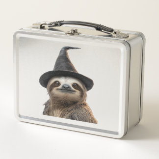 Sloth Wearing Halloween Witch Hat Classic T-Shirt Metal Lunch Box