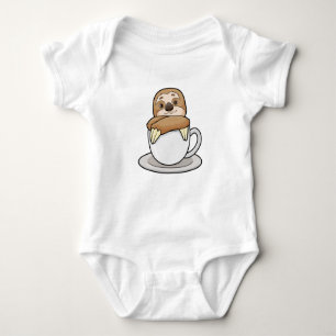 Sloth with Cup of Coffee Baby Bodysuit